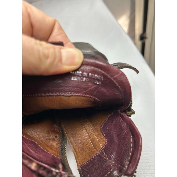 Women's A.S.98. Airstep Burgundy floral Leather Biker Ankle Boho Boots Sz37 EUR - Picture 8 of 12